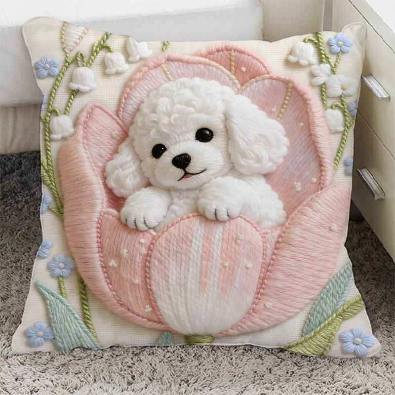 Plush Dog-Themed Decorative Throw Pillow