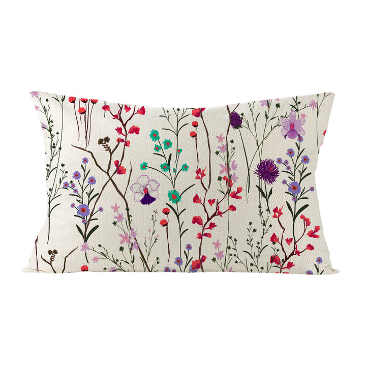 Botanical Watercolor Cotton-Linen Throw Pillow Cover