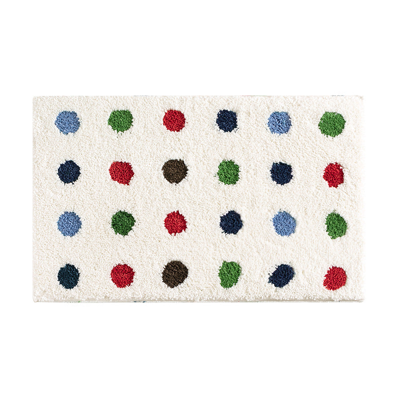 Soft bath mat with high pile, striped relief pattern and non-slip backing