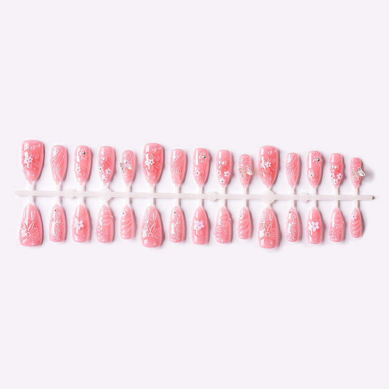 Floral and Bow-Embellished Press-On Nail Art Set Stornfield