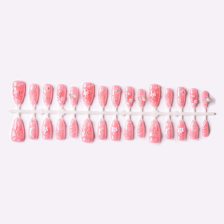 Floral and Bow-Embellished Press-On Nail Art Set Stornfield