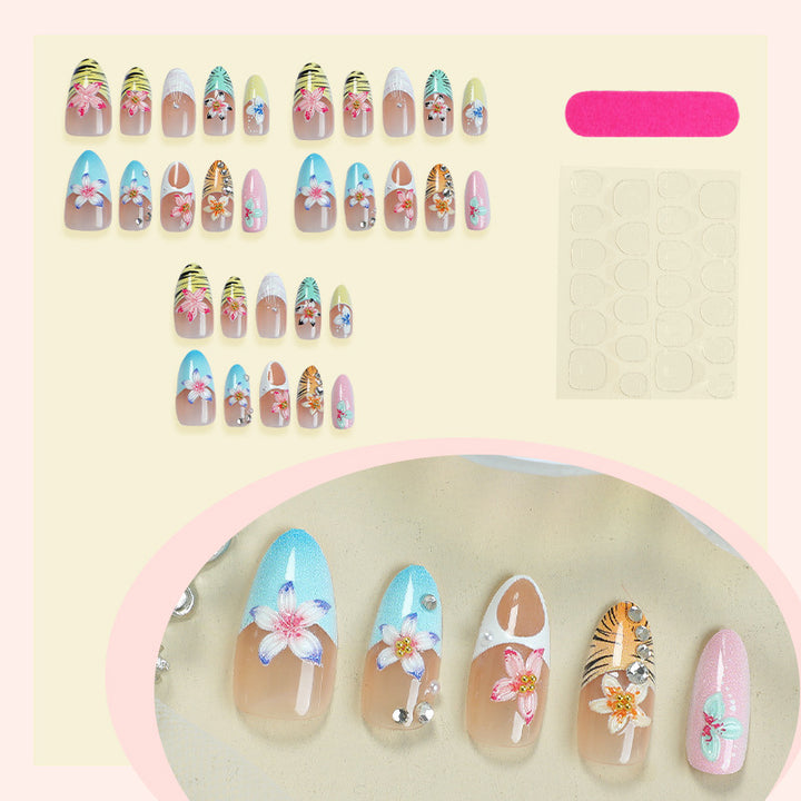 Tropical-Inspired Decorative Press-On Nail Art Set
