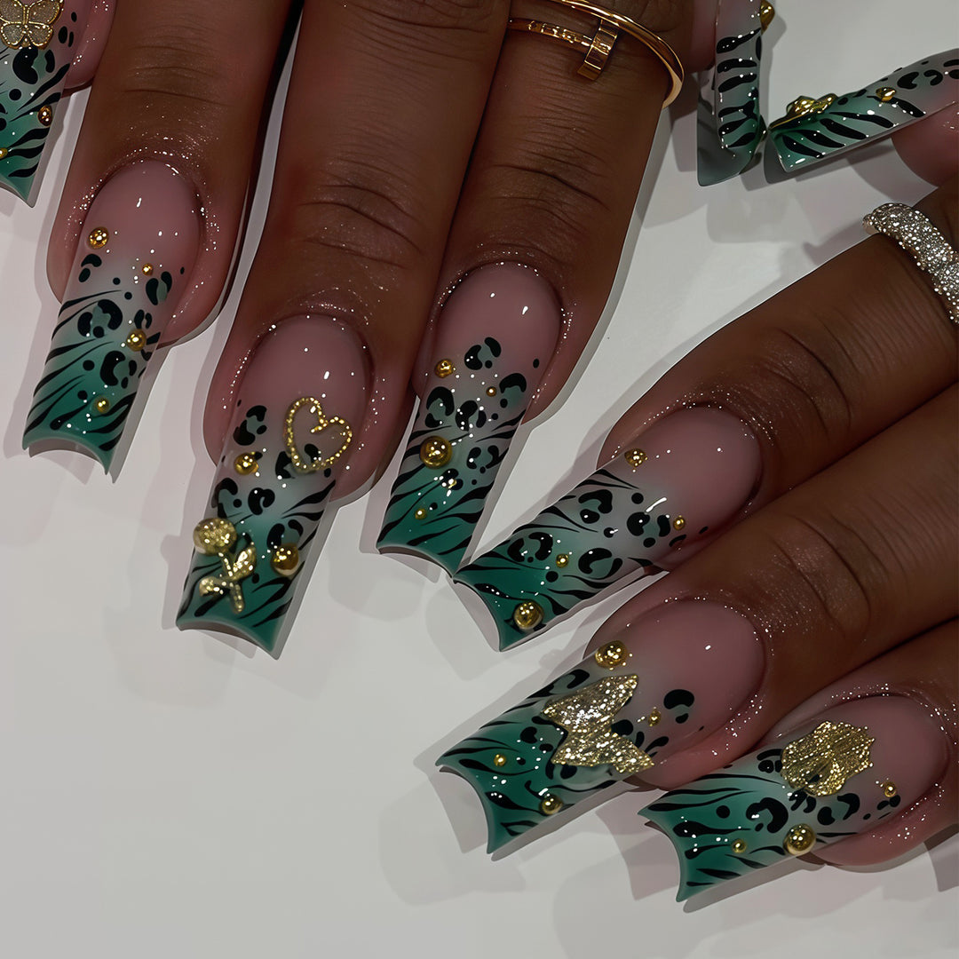 Stylish Bling Leopard Print Press-On Nail Tips Stornfield