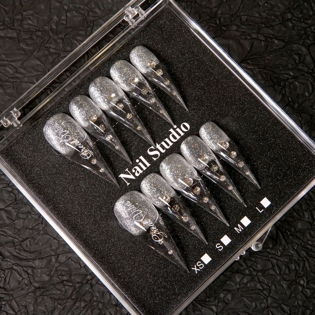 Glamorous Stiletto Press-On Nail Set with Gem Accents  1791254959