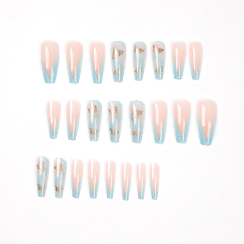 Artificial nail extensions in an elegant style with floral design Stornfield