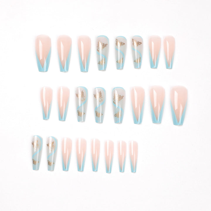 Artificial nail extensions in an elegant style with floral design Stornfield