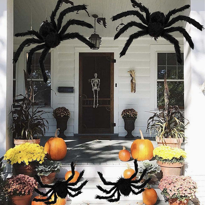 Realistic Plush Spiders Halloween Decoration Multi-Piece Set with Bendable Legs