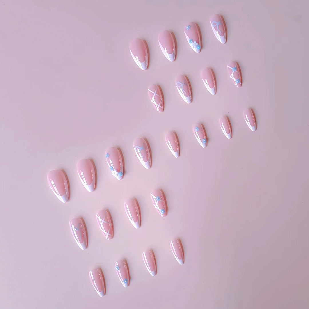 Acrylic nail set with elegant 3D flowers and glamorous accents Stornfield