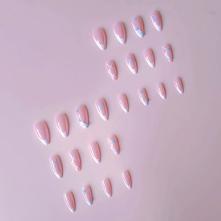 Acrylic nail set with elegant 3D flowers and glamorous accents Stornfield