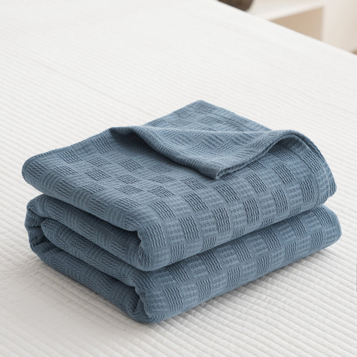 Textured Waffle Knit Cotton Throw Blanket