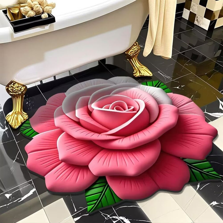 3D Floral Design Bath Mat