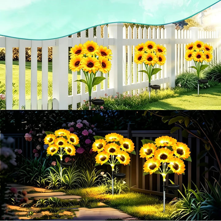 Solar-Powered LED Sunflower Garden Stake Lamp With Waterproof Panel And Adjustable Stem Stornfield