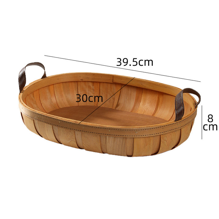 Unisex Handcrafted Basket with Leather Handles Stornfield