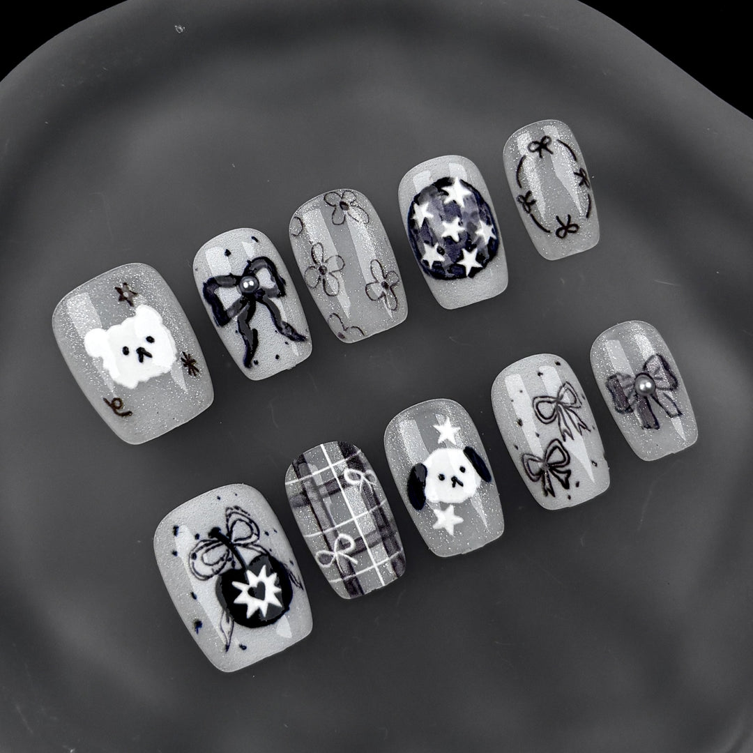 Cute Character-Designed Press-On Nail Art Set
