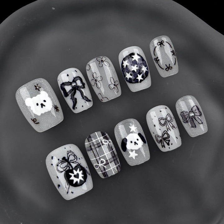 Cute Character-Designed Press-On Nail Art Set