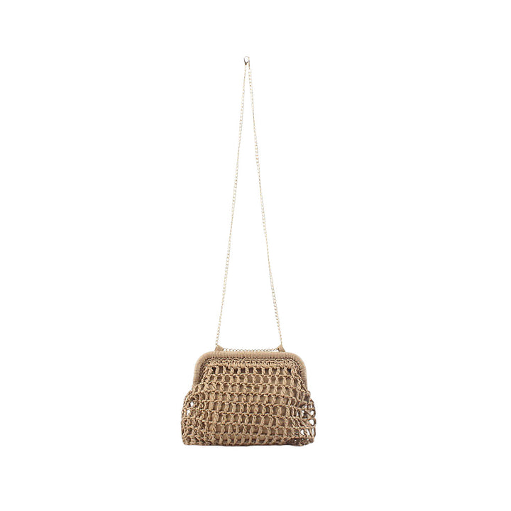 Woven Natural Material Handbag with Fine Chain Accents Stornfield