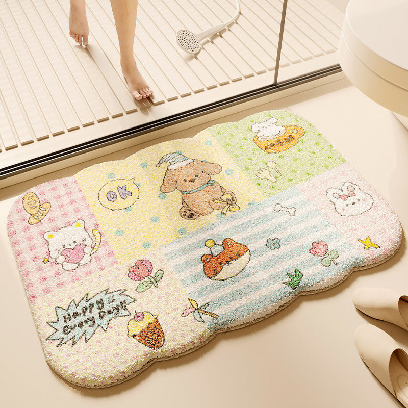 Decorative Plush Bath Mat for Bathroom