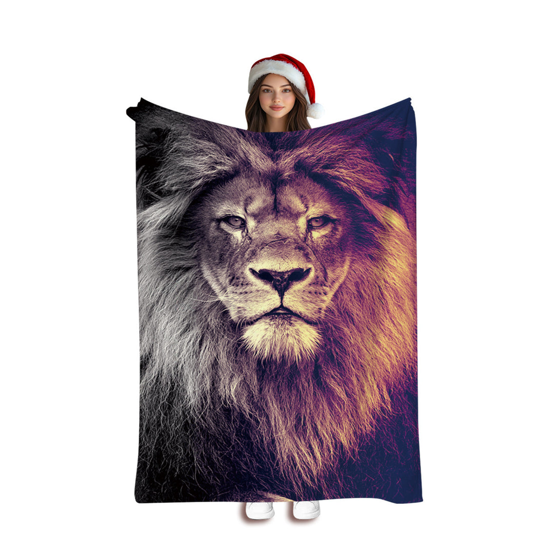 Artistic Wolf-Themed Fleece Blanket
