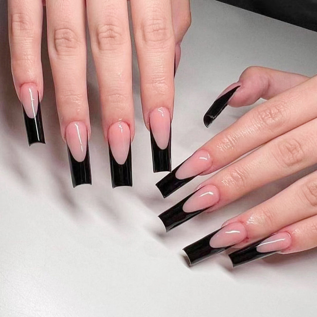 Glamorous artificial nails with modern tips and transparent accents Stornfield