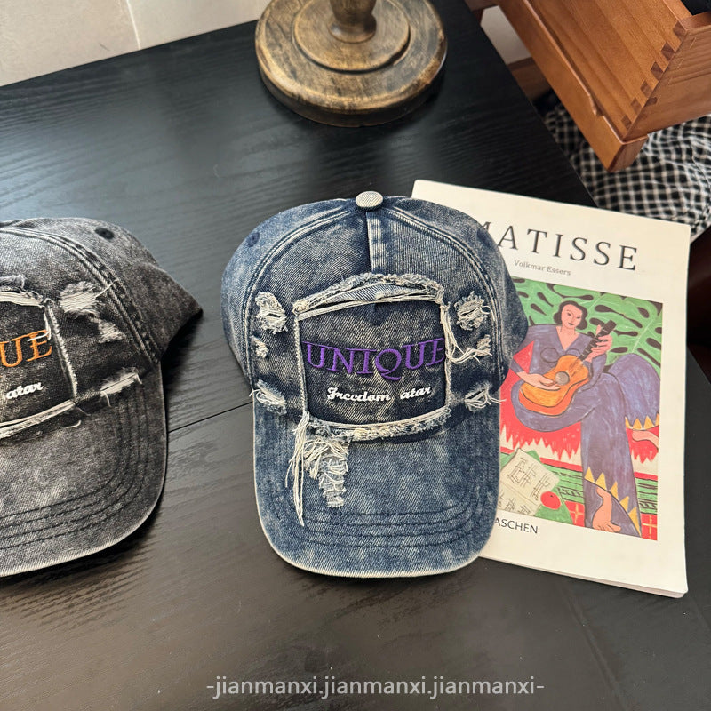 Women's Distressed Denim Baseball Cap Stornfield 1784084142