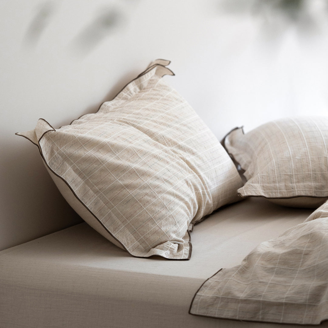 Linen Duvet Cover Set with Contrast Piping