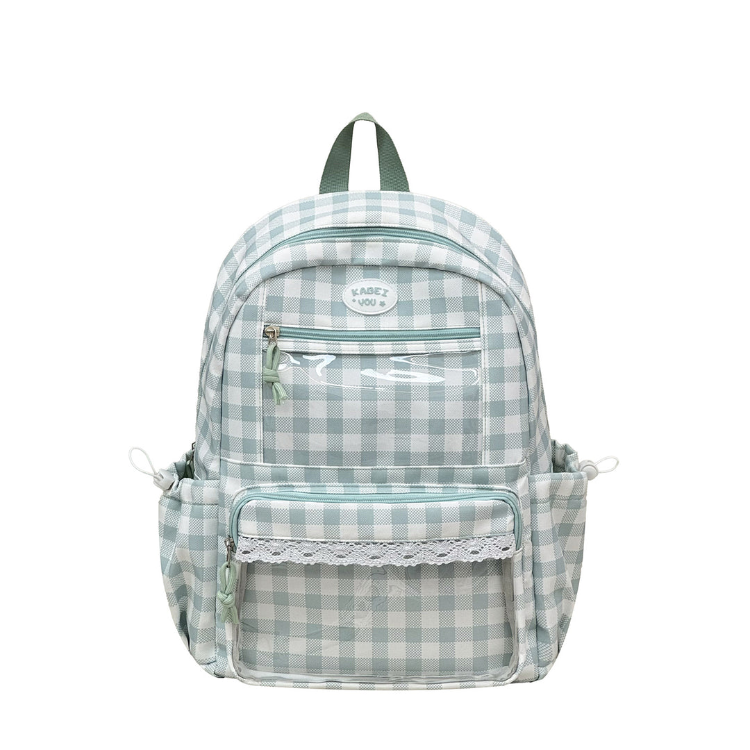 Transparent Front Pocket Checkered Backpack Stornfield