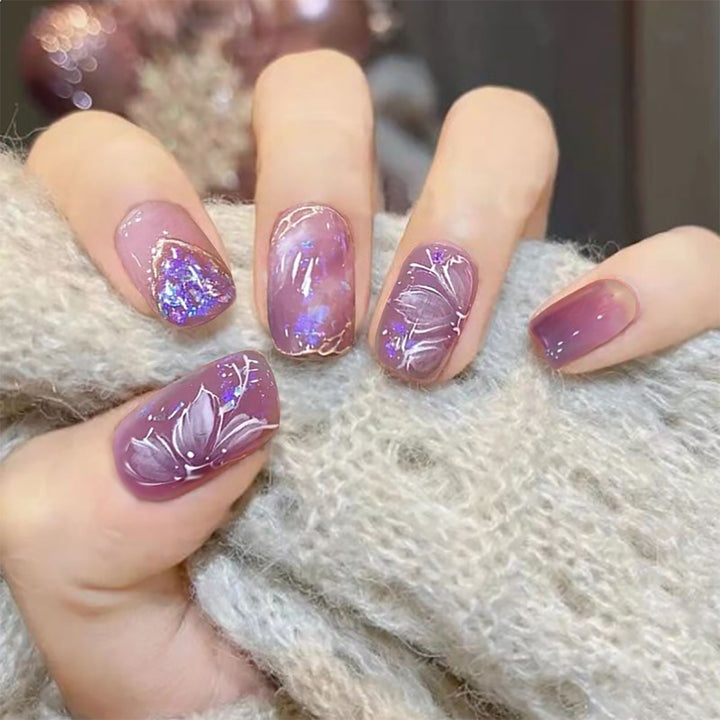 DIY Floral Design Press-On Nail Set Stornfield