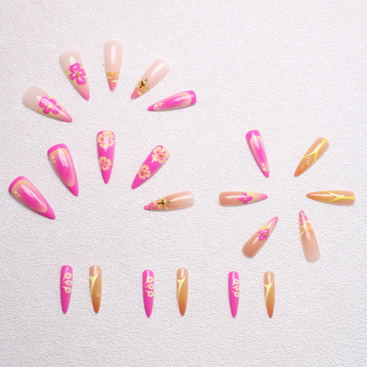 Artificial nail set with floral and abstract designs Stornfield