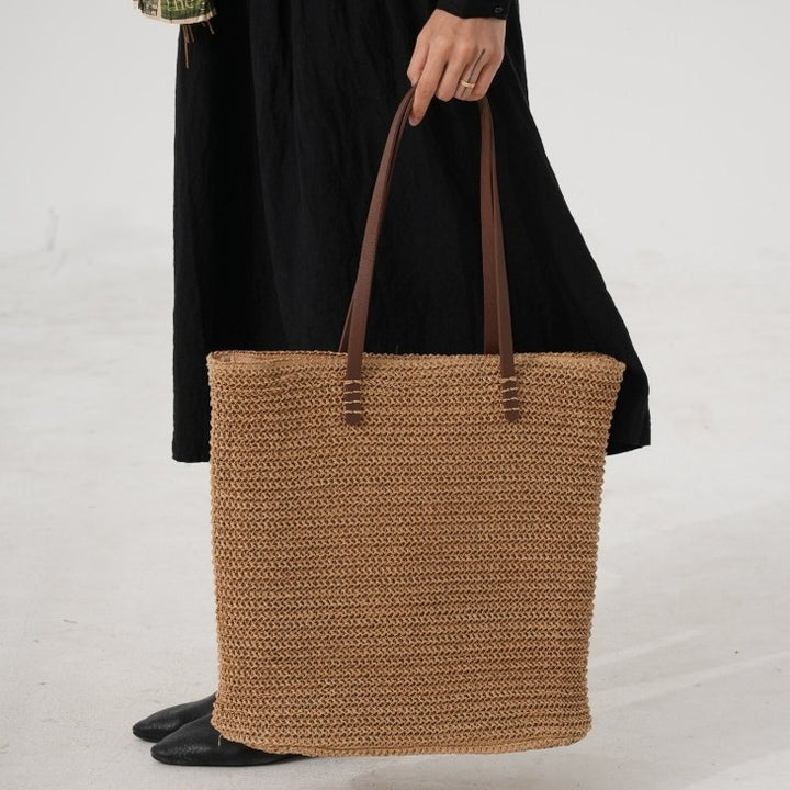 Bast shoulder bag with elegant leather handles Stornfield