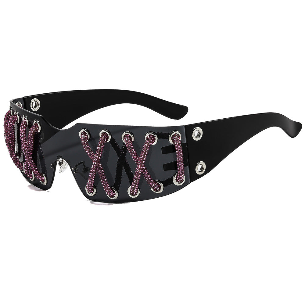 Women futuristic design sunglasses with unique decor Stornfield