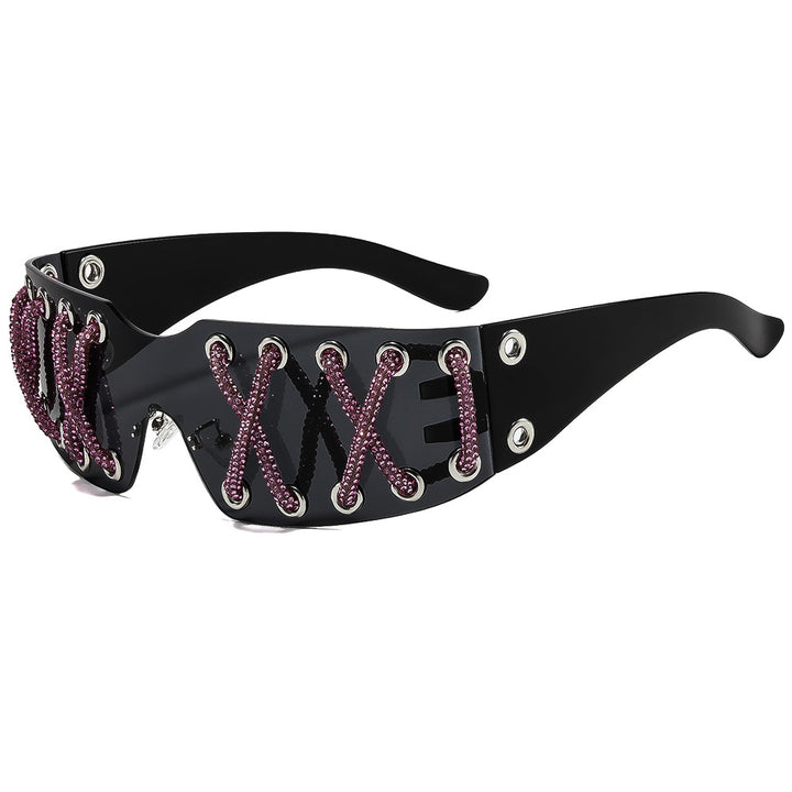 Women futuristic design sunglasses with unique decor Stornfield