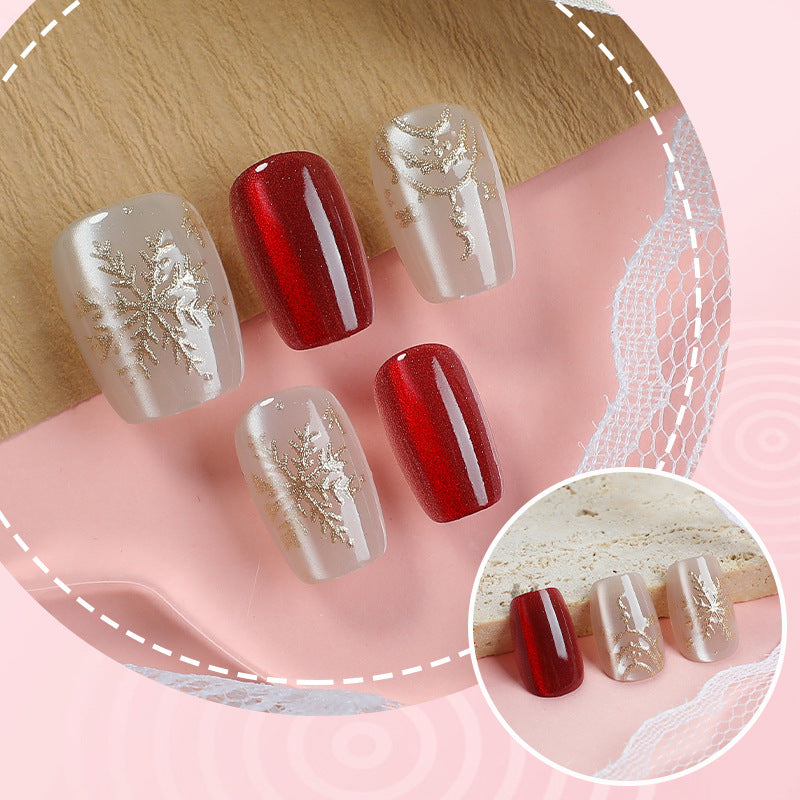 Festive Holiday-Themed Press-On Nail Art Kit