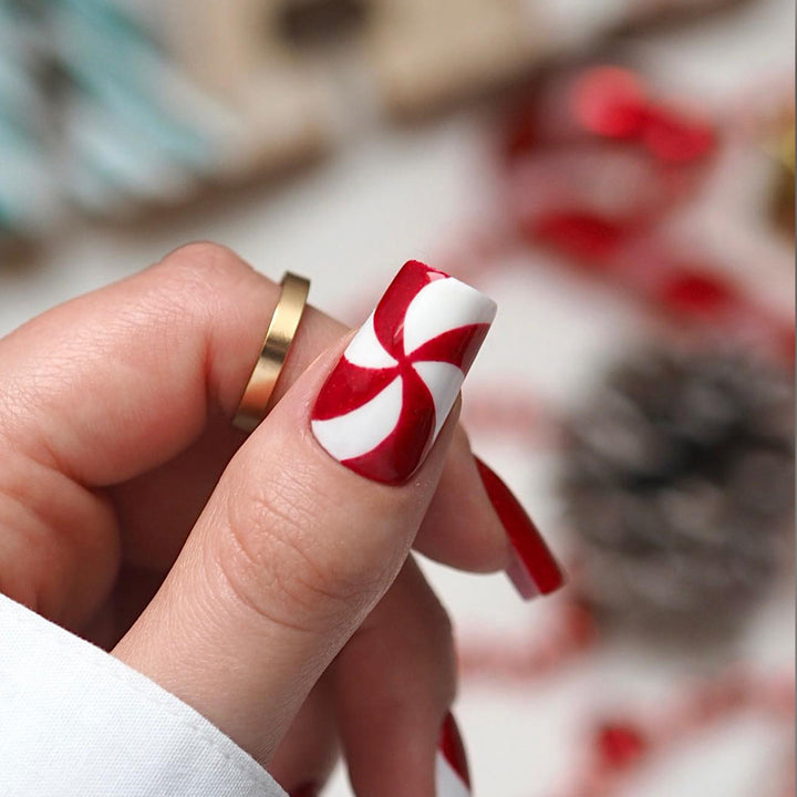 Festive Candy Stripe Nail Art Extensions
