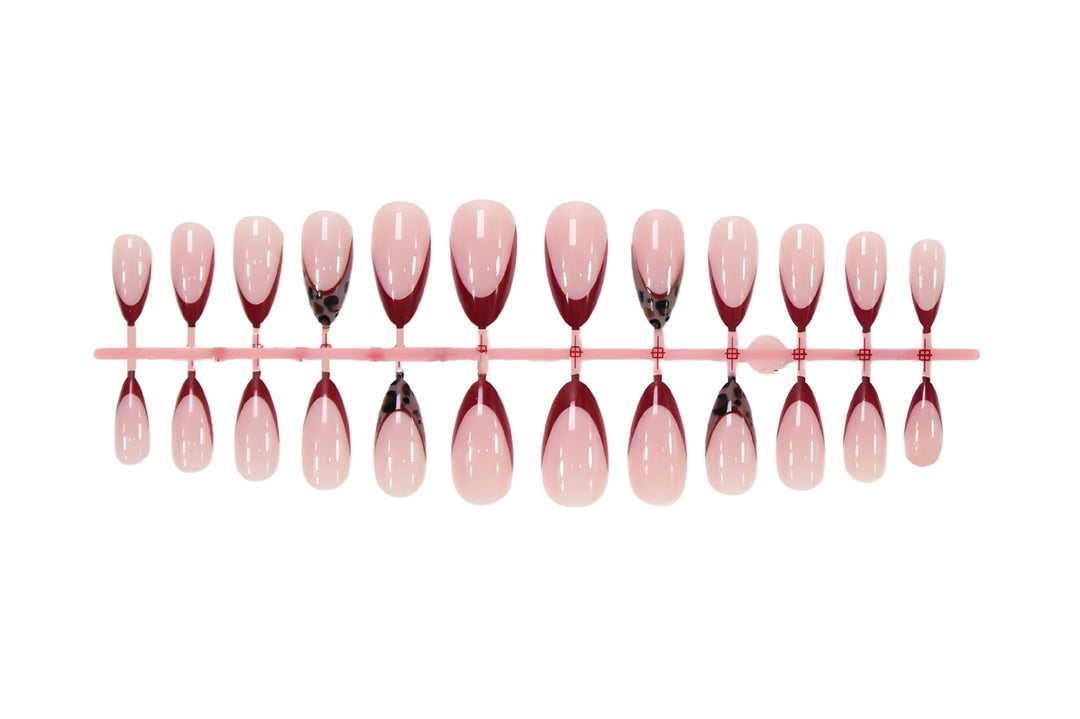 Acrylic nail set with elegant French tip and modern patterns Stornfield