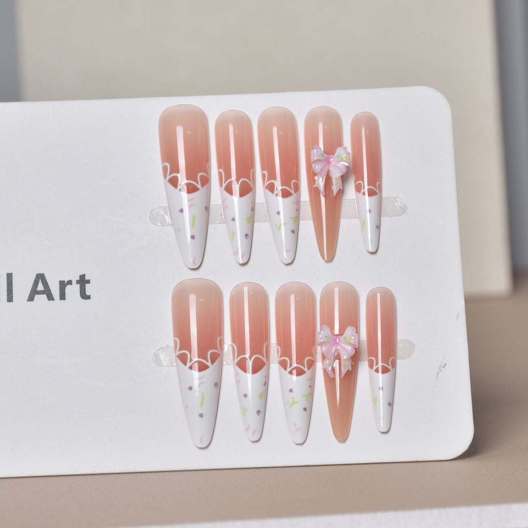 Artistic Floral Press-On Nail Design Stornfield