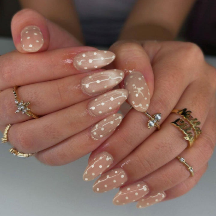 Artistic Press-On Nail Set with Polka Dot Design Stornfield 1787225399