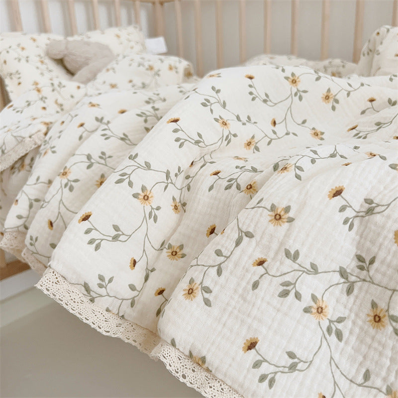 Unisex Breathable Muslin Blanket with Floral Ruffle Design Stornfield