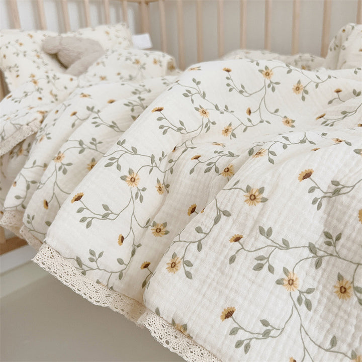Unisex Breathable Muslin Blanket with Floral Ruffle Design Stornfield