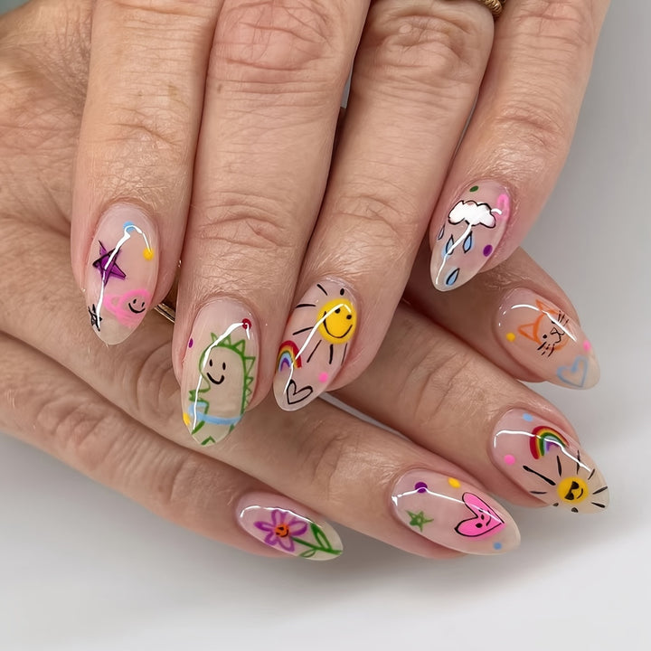 Floral Art Acrylic Nail Set Stornfield