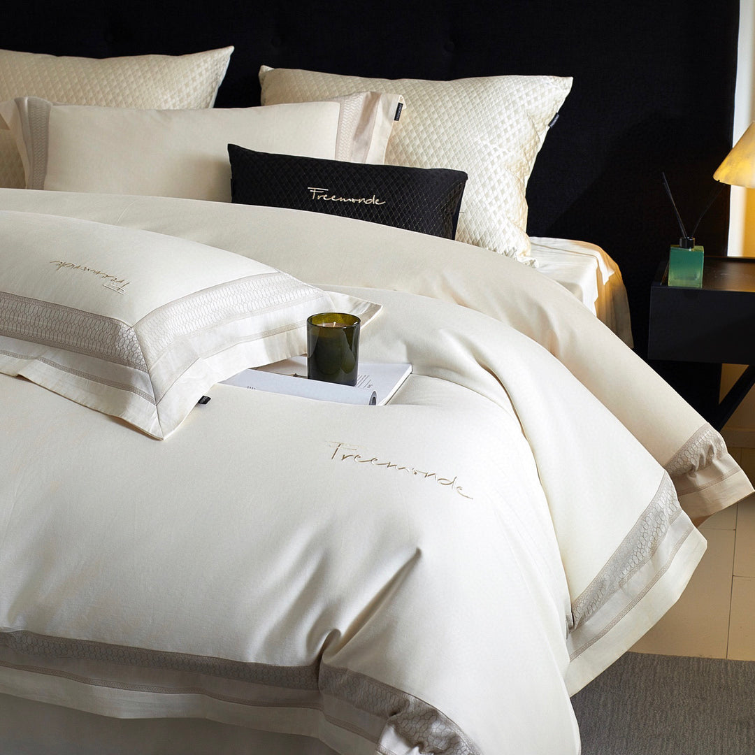 Luxury Embroidered Duvet Cover Set with Decorative Border