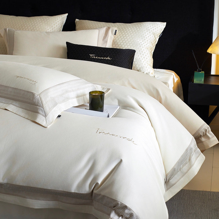 Luxury Embroidered Duvet Cover Set with Decorative Border