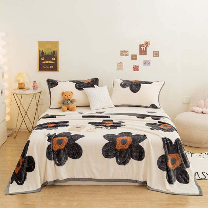 Plush Floral Bedspread and Pillowcase Set