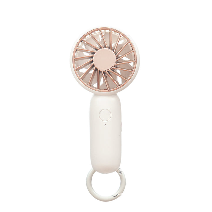 Cooling compact rechargeable handheld fan with carabiner loop and whisper-silent motor Stornfield