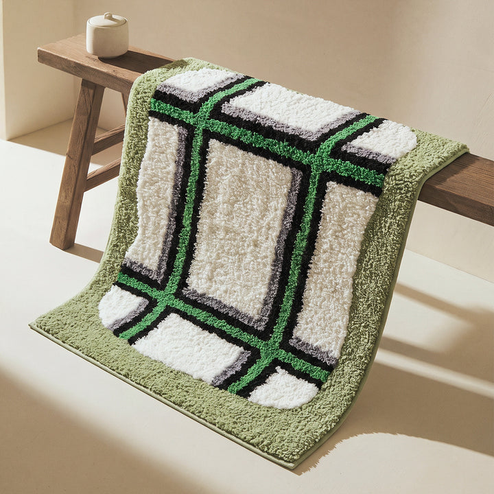 Soft Plush Geometric Pattern Bath Mat