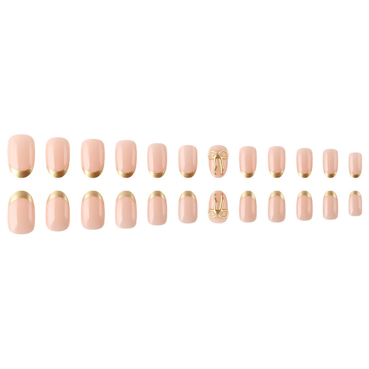 Elegant Gold-Trimmed Press-On Nail Art Stornfield