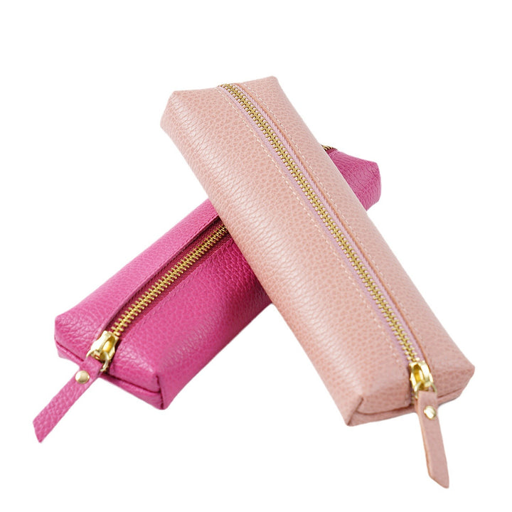 Premium Leather Pencil Case with Gold Zipper