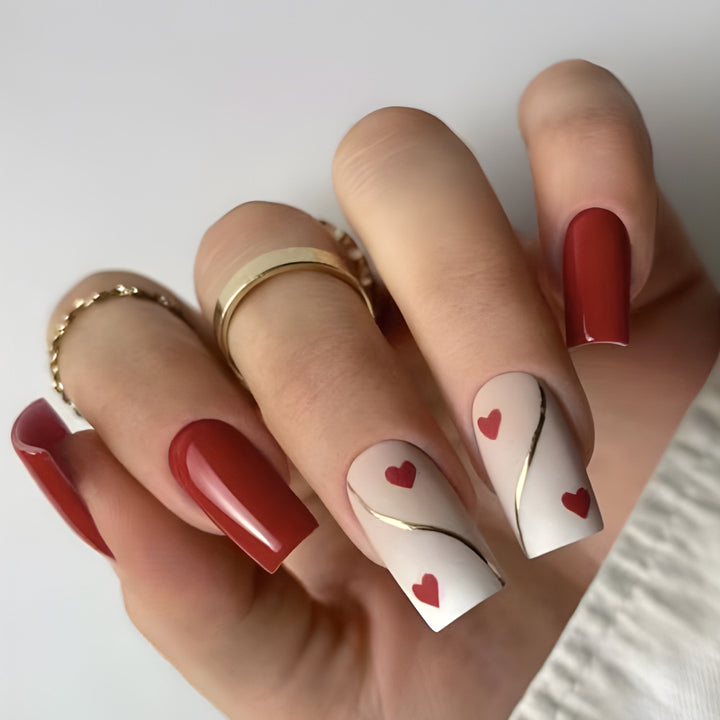 Romantic Heart-Embellished Nail Art Set Stornfield