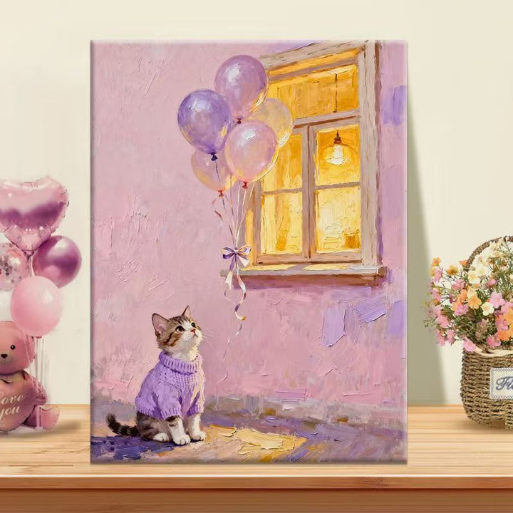 Playful Cat Illustration Canvas Art Stornfield