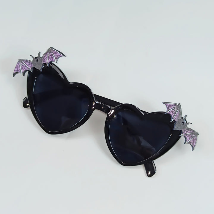 Heart-Shaped Sunglasses with Bat Accents Stornfield