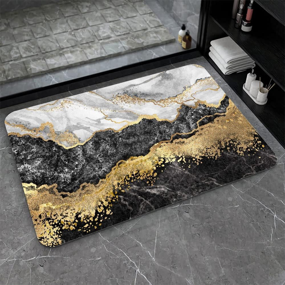 Artistic Abstract Marble Design Bath Mat